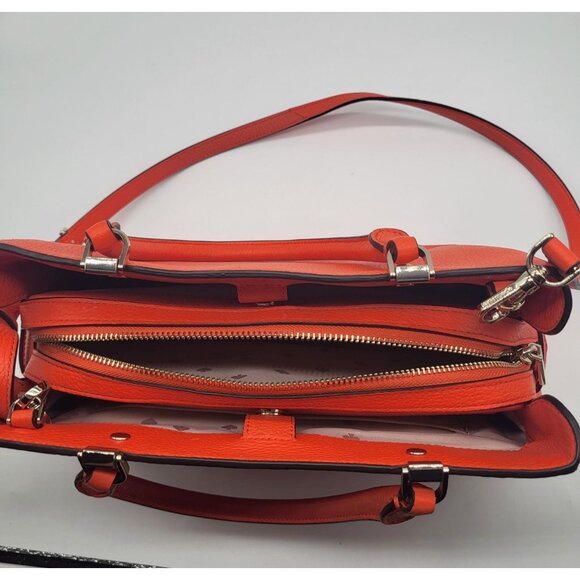 KATE SPADE LEILA Medium Triple Compartment Satchel Purse Handbag Orange - Picture 7 of 12